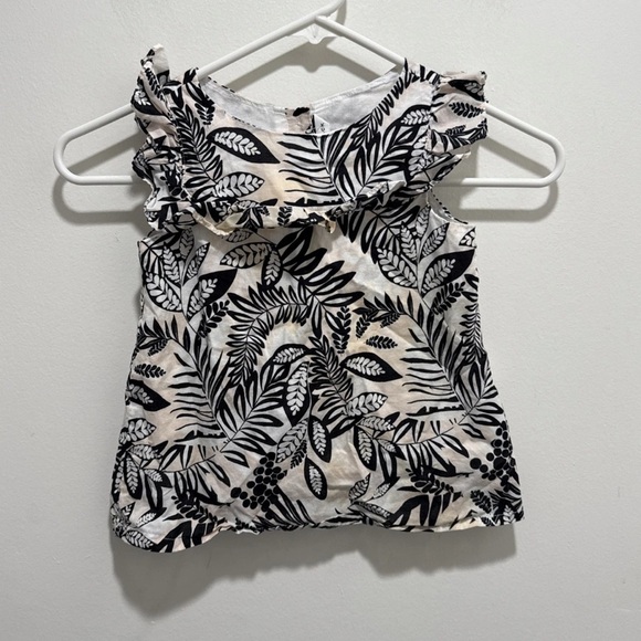 Janie and Jack Sleeveless Black and White Leaf Print Ruffle Top 🌟 - Picture 4 of 4